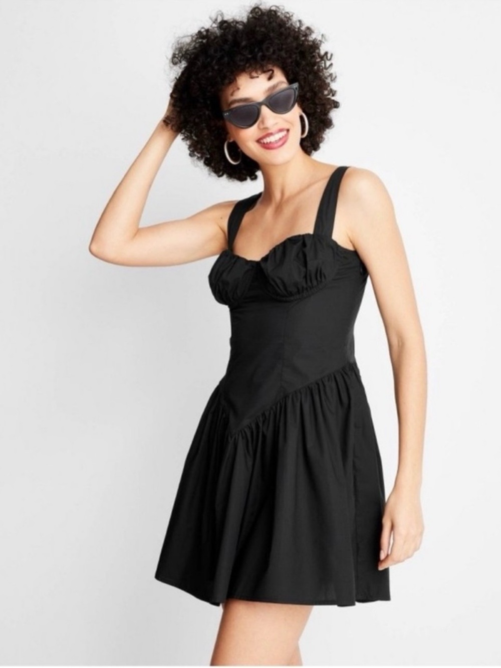 Future Collective Jenee Naylor Black Mini Dress with Ruched Sweetheart Bust